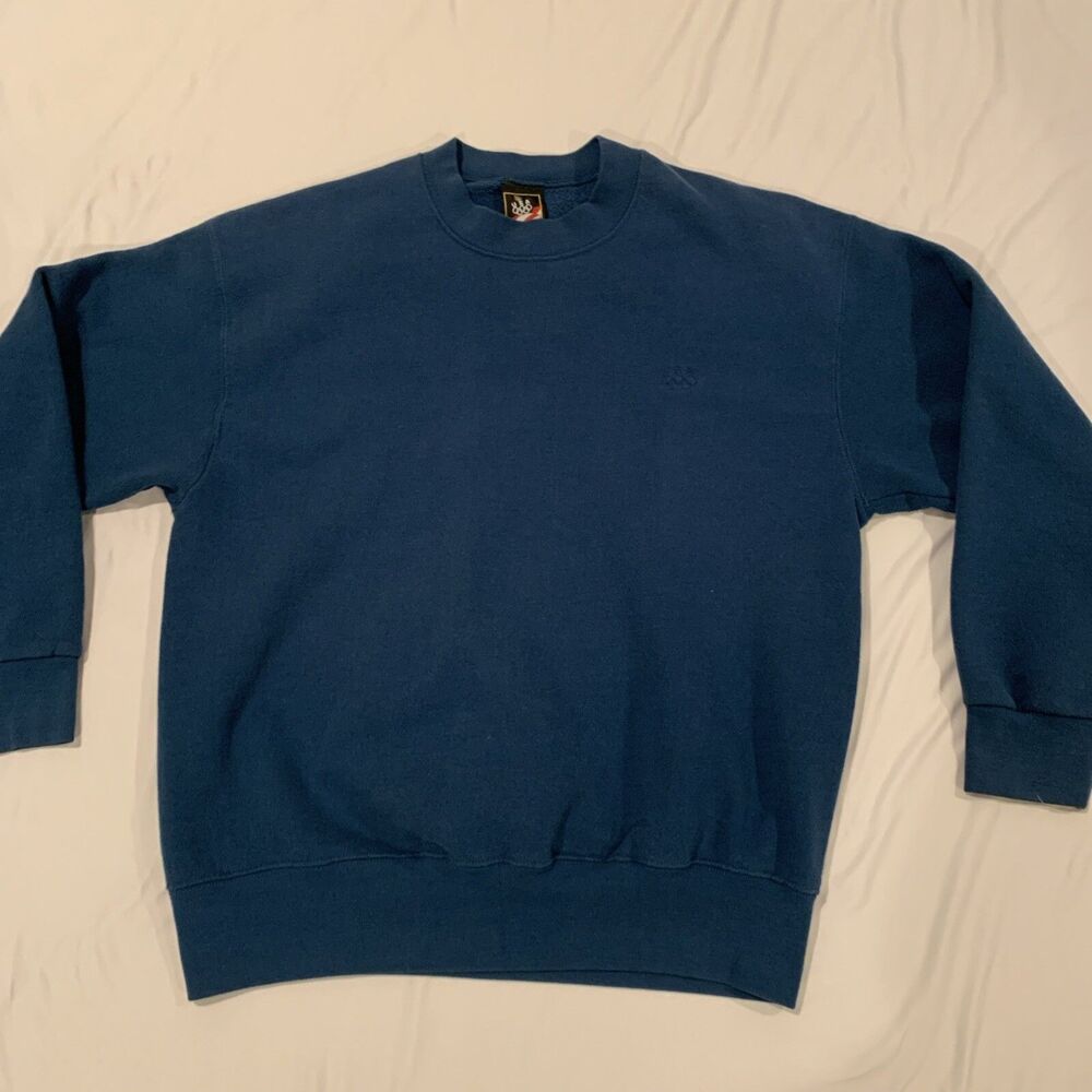 Vintage 90's JCPenny USA Olympics Embroidered Crewneck Sweatshirt Teal Blue Sz L